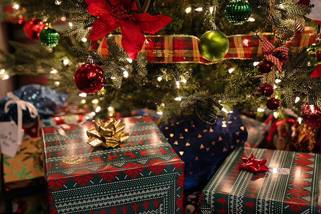 a christmas tree with presents
